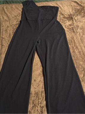 PrettyLittleThing Black High-Waist Wide Leg Jumpsuit Pants
